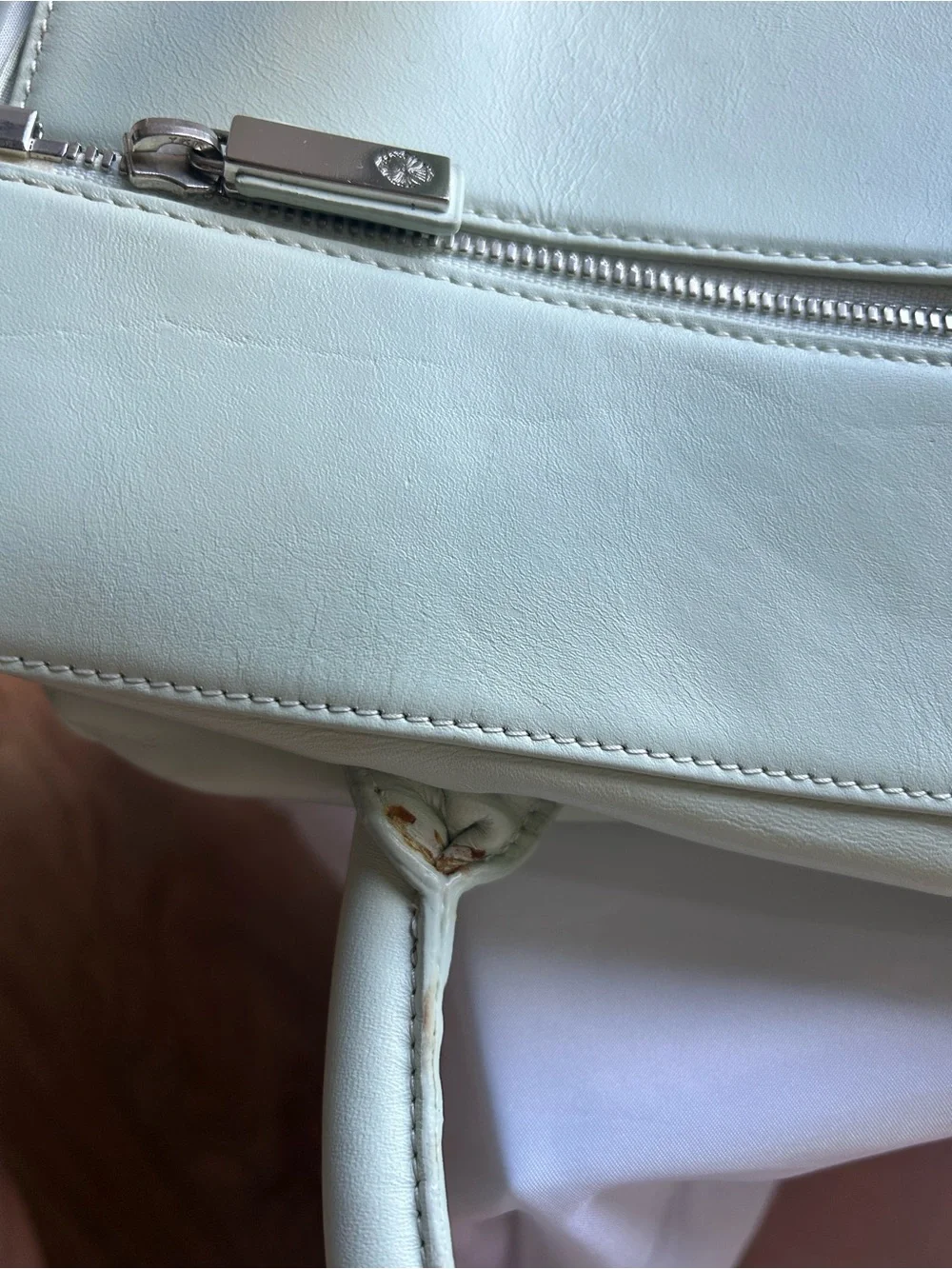 molton brown london sage green vintage leather satchel tote